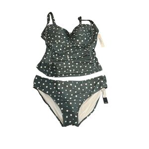 Nicole Miller Green and White Bikini Set with Retro Flair